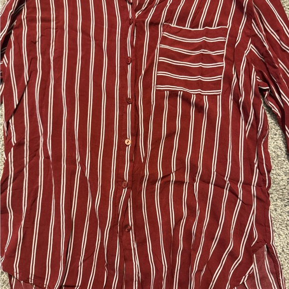 Grand & Greene Maroon Striped Button-Down Shirt - Picture 2 of 6